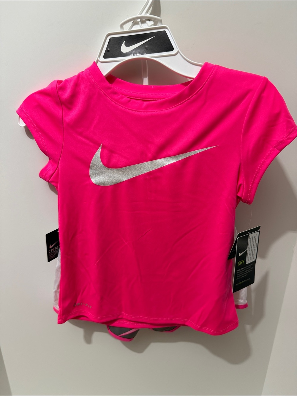 Nike Girls' Dri-FIT Hot Pink Short Sleeve Tee and shorts set